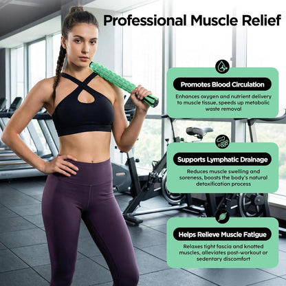 Muscle Roller Massage Roller Stick- Deep Tissue Fascia Blaster for Myofascial Pain Relief, Lymphatic Drainage & Body Sculpting, Handheld Physical Therapy & Recovery Tool (Gray black-18 inch)