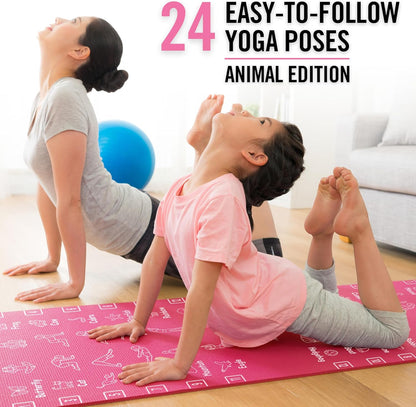 Plyopic Kids Yoga Mat - Non-Slip Lightweight TPE Exercise Mat - Ideal for Boys & Girls (Ages 3-12), Toddlers & Children in Kindergarten, Preschool, School. PVC Free. 6mm Thick. Carry Strap