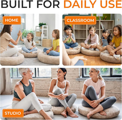 Cheer Collection Meditation Cushion - Ergonomic Floor Pillow, Yoga Pillow with Buckwheat Filling, Zafu Meditation Cushion, Comfort & Meditation Posture Support