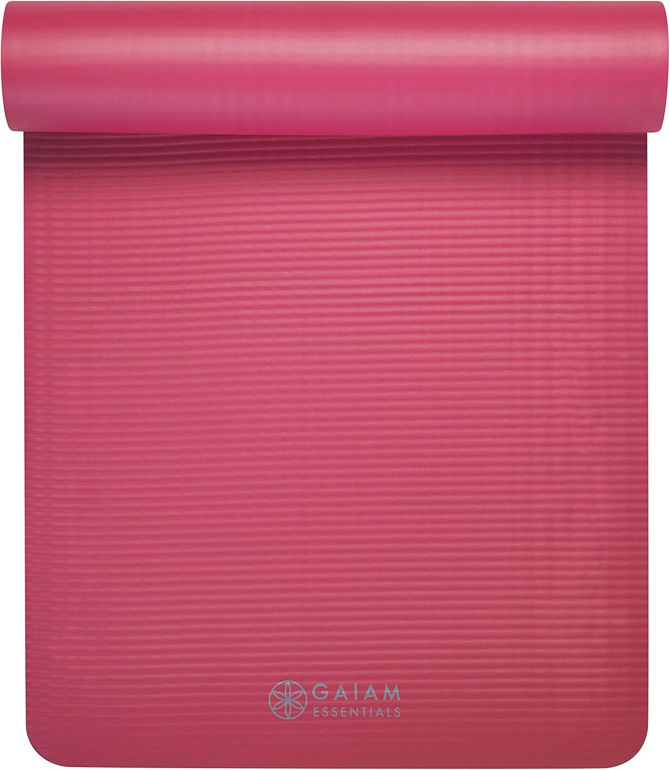 Gaiam Essentials 2/5" Thick (10mm) Yoga & Pilates, Fitness & Exercise Mat with Easy-Cinch Carrier Strap Cusion Support For Fitness and Gym Workouts