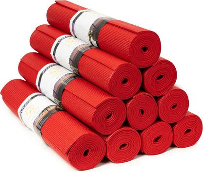 Voyage Yoga Mat, 10 Pack, 72" x 24" Professional Studio and Gym Bulk Yoga Mats, 5mm Thick, Durable, Anti-Tear, Non Slip Fitness and Exercise Mats