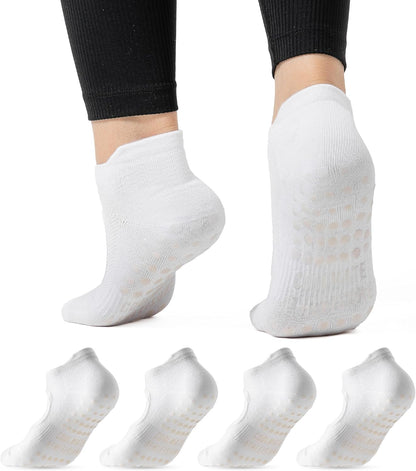 COOLMATE Pilates Socks with Grips for Women, Yoga Socks, Crew Non Slip Women for Barre, Pilates Gifts for Women - Colors A