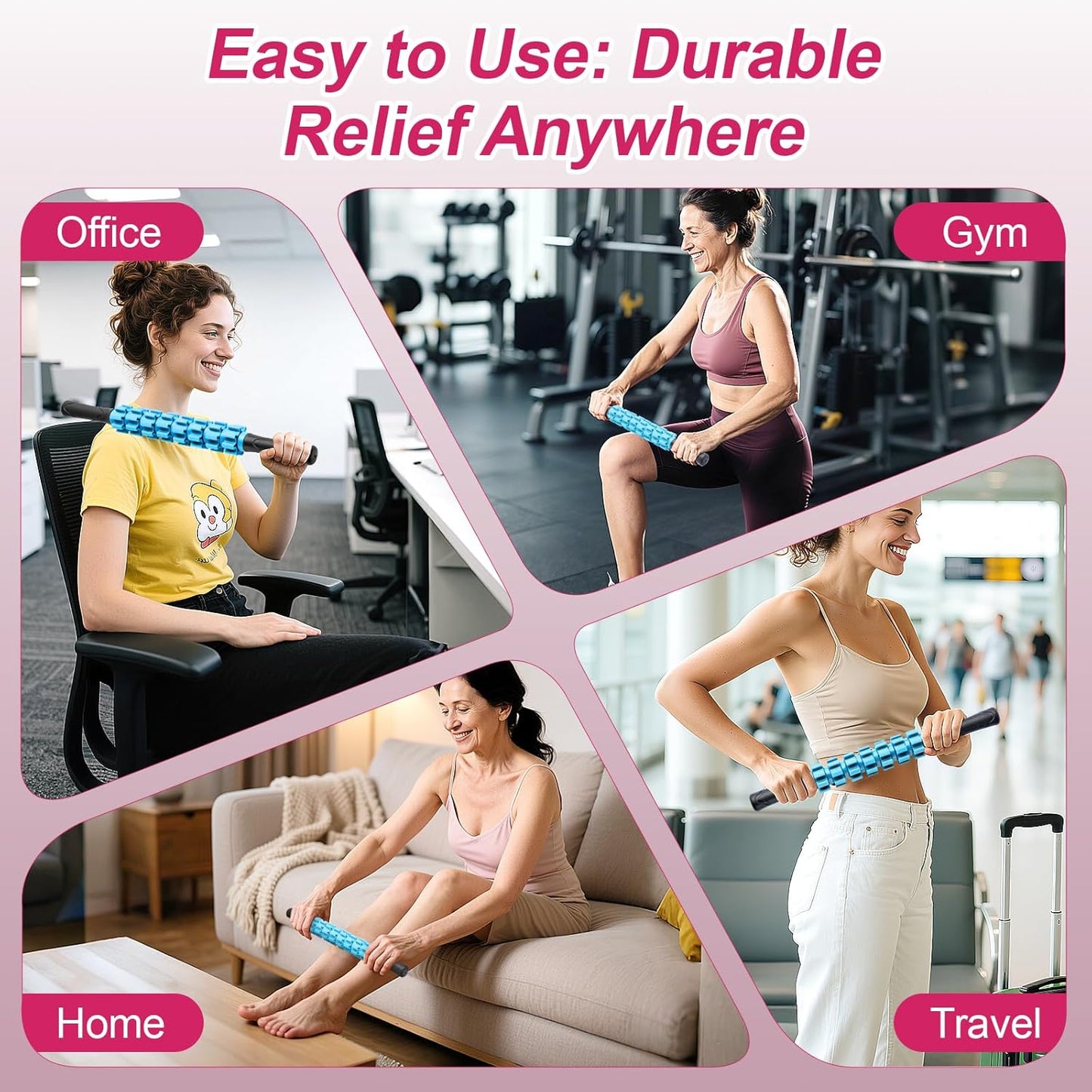 ZanLLW Massage Roller, Muscle Roller Stick, Therapy Roller Stick for Legs, Calf, Thigh, Lipo Roller for Relief Muscles, Deep Tissue Massage Rolling Pin for Trigger Points, Help Sore Muscle Recovery