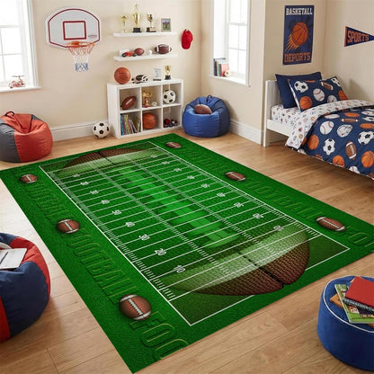 Sports Field Area Rug,5x7ft, Soccer Field Chalked Blackboard Football Stadium Board Painted Non-Slip Soft Carpet Floor Mat Indoor Living Room Bedroom Rugs Yoga Mat Home Decor