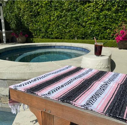 Del Mex Classic Mexican Blanket, Large Authentic Woven Falsa Throw (70"x50"), Artisan Southwest Décor for Beach, Yoga, Outdoors (Lavender)