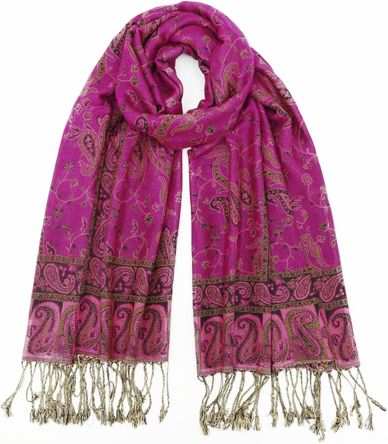 Ciormis Two Tone Silky Paisley Pashmina Shawl Scarf,Soft Women's Rave Jacquard Pashminas Wrap Scarves