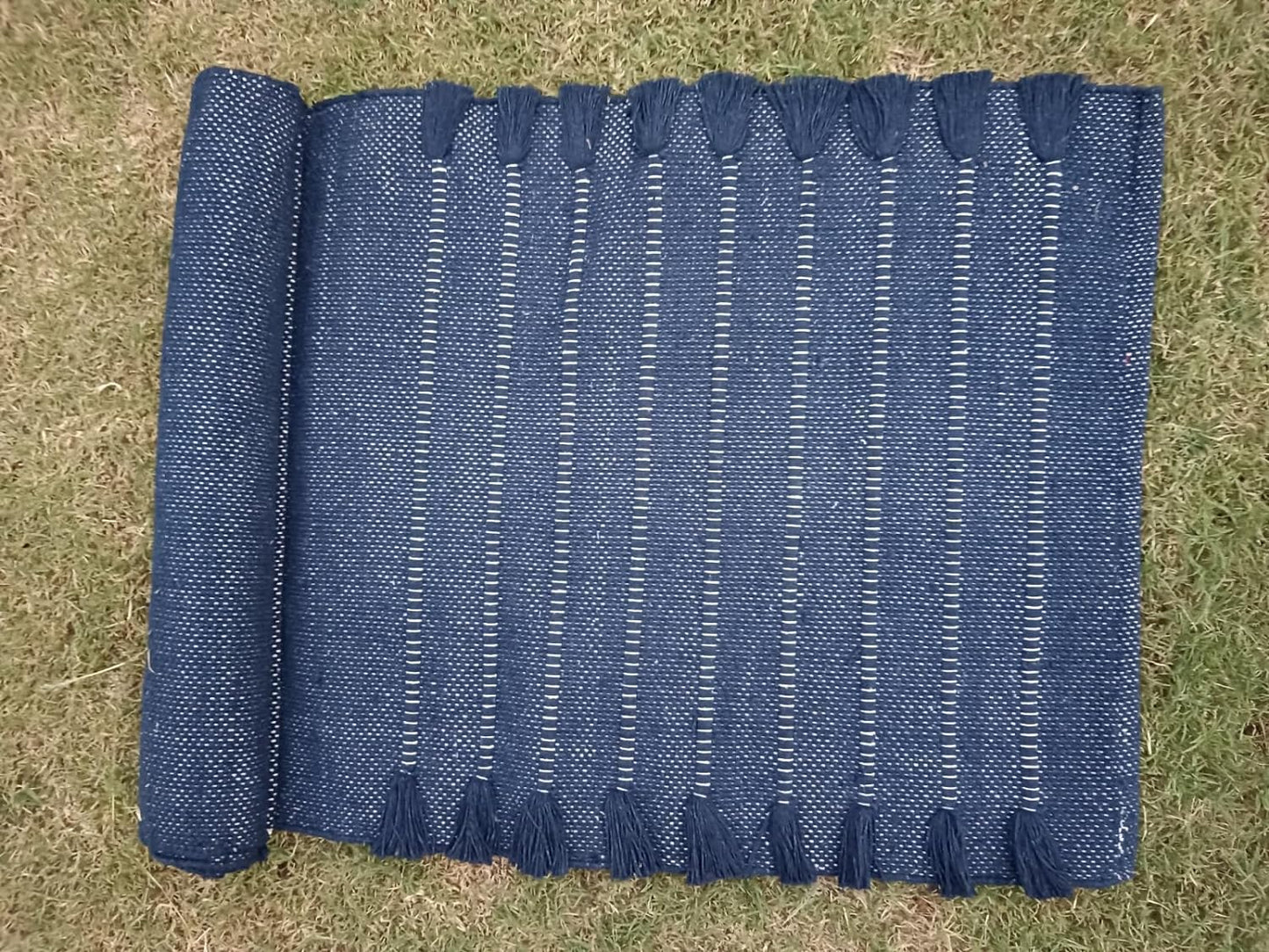 Indian Handmade100 % Organic Anti Skid Multi Colour Cotton Yoga Mat - Eco-Friendly Hand-Woven Rug - Non-Slip & Thick (24”x72”x5mm) for Hot yoga & Everyday Fitness at Home - Comfortable & Foldable Extra-Long Mat