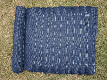Indian Handmade100 % Organic Anti Skid Multi Colour Cotton Yoga Mat - Eco-Friendly Hand-Woven Rug - Non-Slip & Thick (24”x72”x5mm) for Hot yoga & Everyday Fitness at Home - Comfortable & Foldable Extra-Long Mat