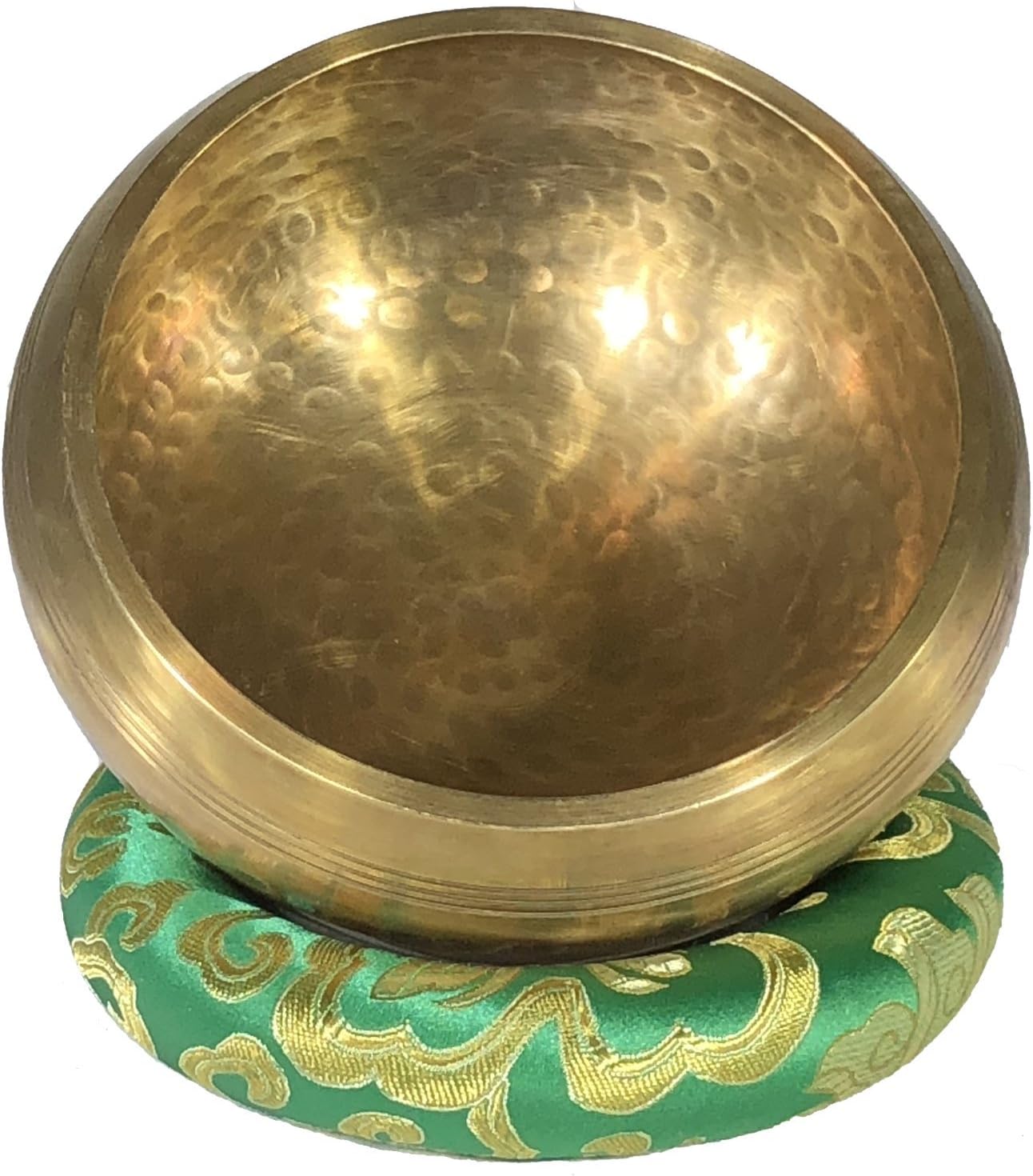 SATNAM 5" Gold Tibetan Meditation Yoga Singing Bowl Set ~Live Fully Now ~ Tuned to B ~ Hand Hammered Antique healing bowl design ~Wood Striker ~ Himalayan bowl for Meditation, hand yoga, and Chakra