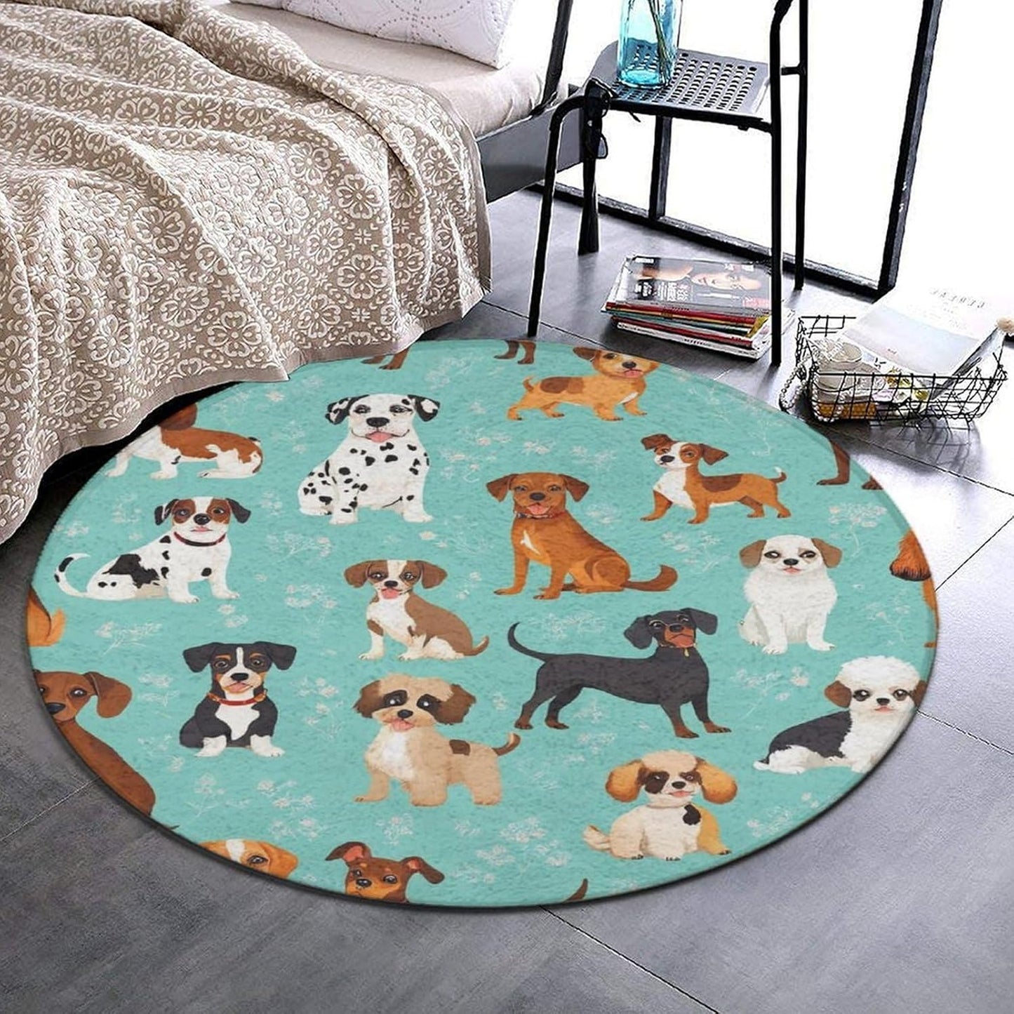 Large Home Decor Mat, Soft Round Yoga Carpet, Non Slip Machine Washable Home Office Circle Rug Gothic Witchy Sun Moon Mushroom Moth