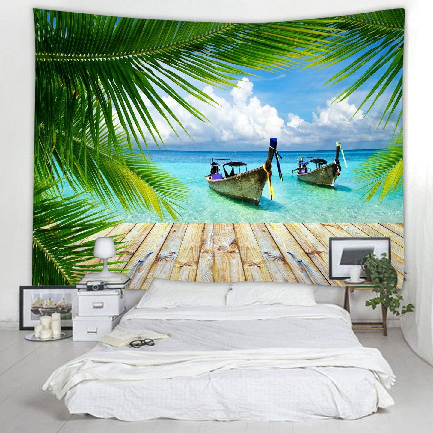 LYFANS Wooden Bridge Water Printing Fabric Tapestry Decorative Wall Art Tablecloth Bed Cover Picnic Carpet Beach Towel Bedroom Dormitory Living Room Multi functional Tapestry 79 x 59 inches