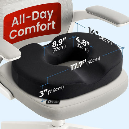 5 STARS UNITED Donut Pillow Hemorrhoid Tailbone Cushion – Large Floor Cushion for Pain Relief – Coccyx, Prostate, Sciatica, Pelvic Floor, Pressure Sores, Pregnancy, Postpartum Recovery, Black