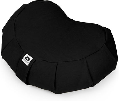 Meditation Cushion (Anthracite) Crescent, Buckwheat Husk Filled, Floor Pillow or Cushions, Yoga Seat, Zafu, Made in The USA