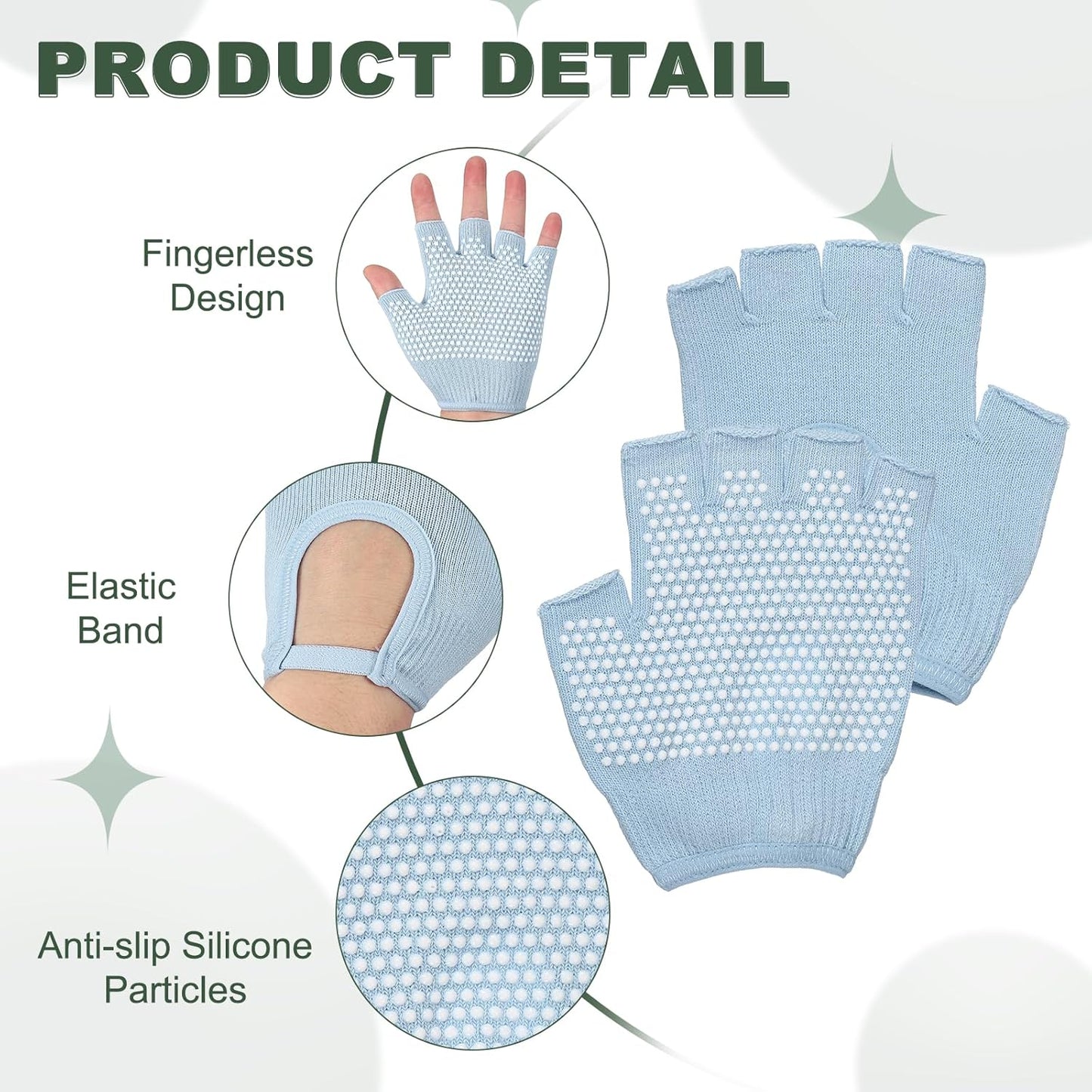 Yoga Gloves, Non Slip Fingerless Pilates Gloves Breathable Exercise Workout Mittens