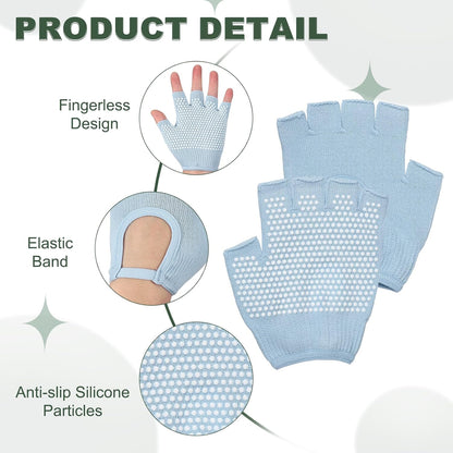 Yoga Gloves, Non Slip Fingerless Pilates Gloves Breathable Exercise Workout Mittens