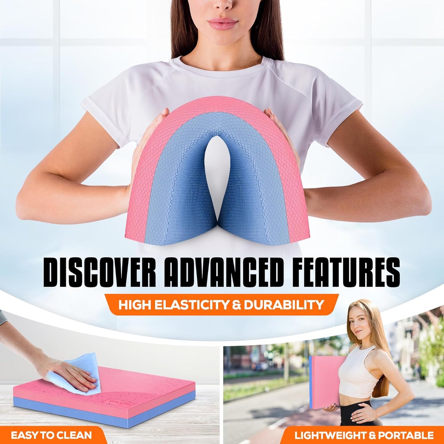 Yes4All Balance Pad, Nonslip TPE Foam Balance Pad with Upgraded Sizes - L, XL, XXL Balance Mat for Fitness, Yoga & Stability Training - Multicolor Options