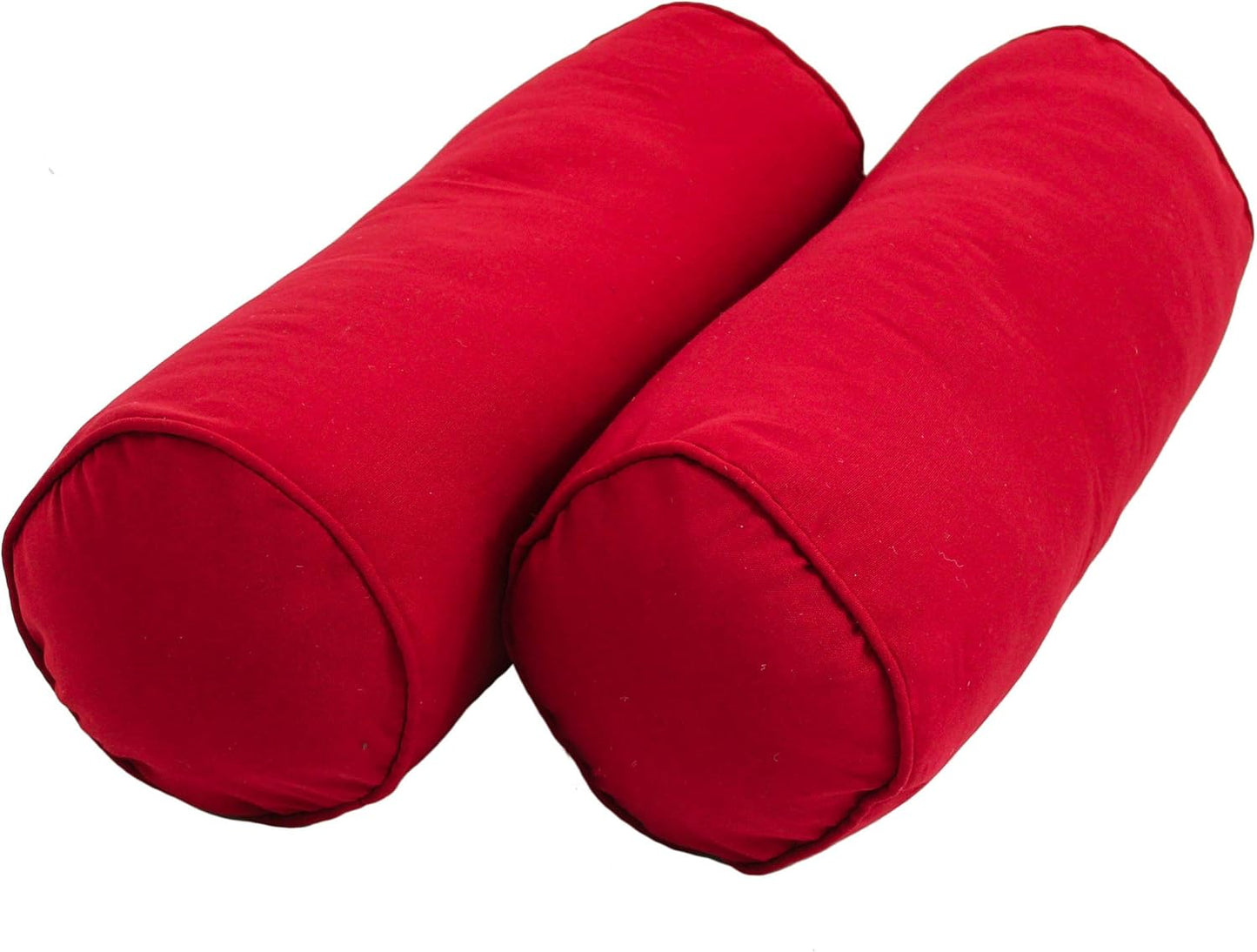 Blazing Needles Double-Corded Solid Twill Bolster Pillows with Inserts (Set of 2), 20" x 8", Burgundy
