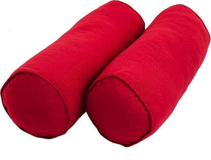 Blazing Needles Double-Corded Solid Twill Bolster Pillows with Inserts (Set of 2), 20" x 8", Burgundy