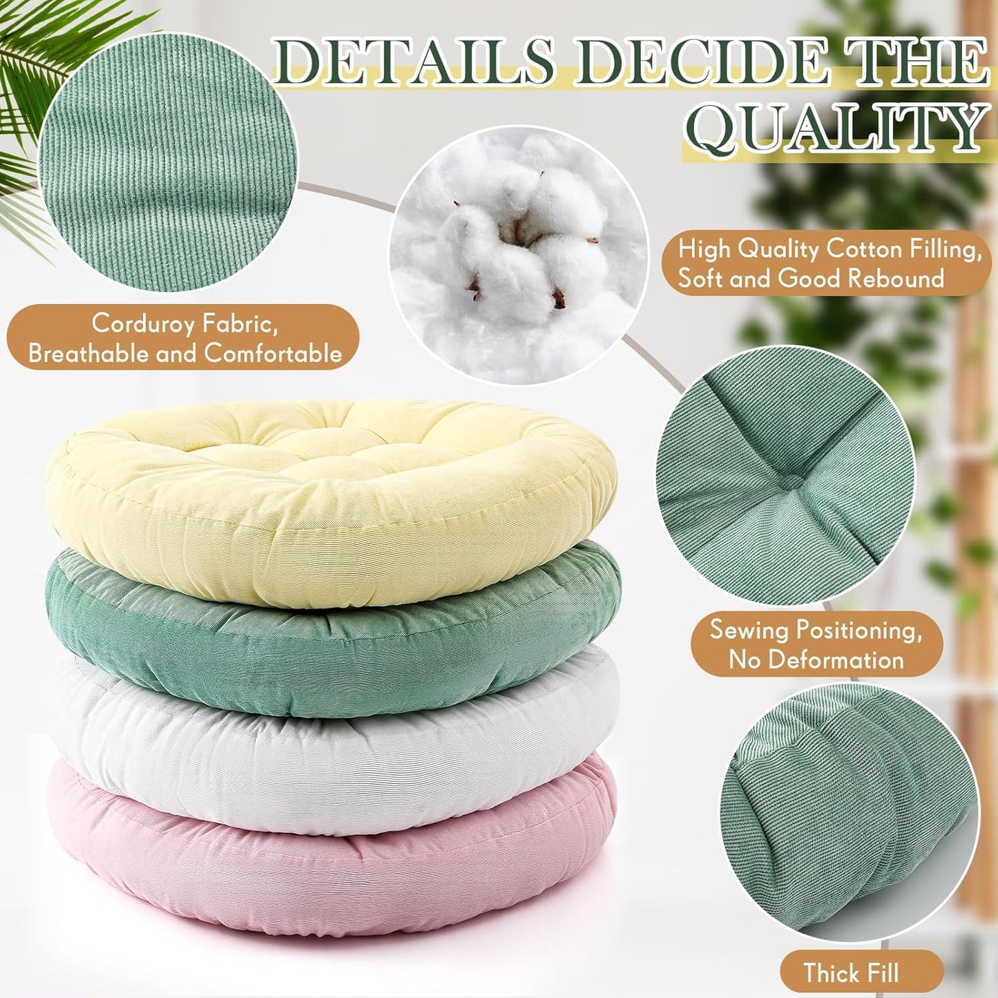 Jerify Floor Pillow Cushions Large Round Square Large Meditation Floor Pillow for Classroom Adult Meditation Picnic Party Seating Learning Daycare School(Square,Mixed Colors,4 Pcs)