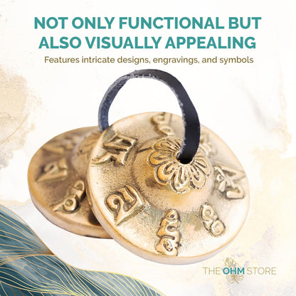 Ohm Store Tibetan Mantra Tingsha Bells with Blue Case- Handcrafted Meditation Accessory for Mindfulness, Yoga, and Sound Healing