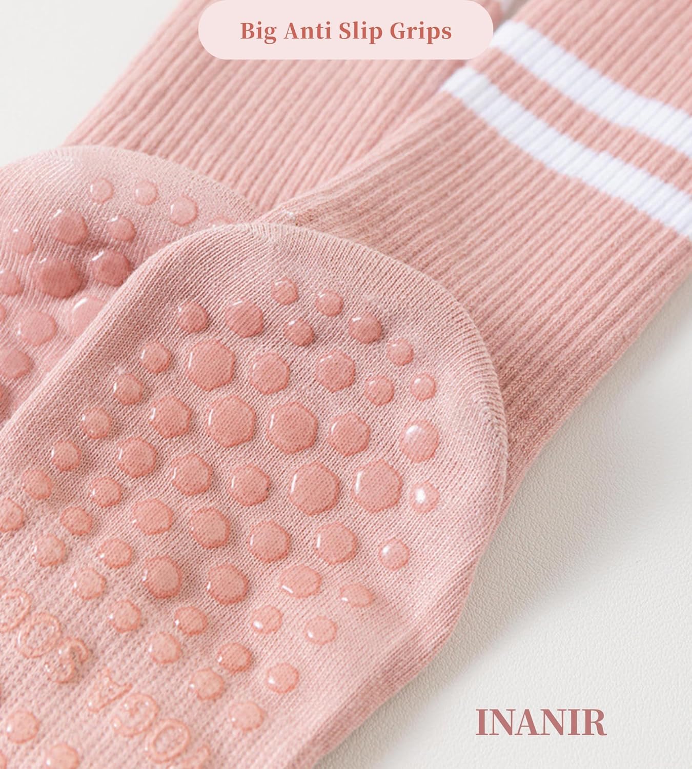 Pilates Socks With Grips for Women:Cute Non Slip Crew Gripper Yoga Sock-Grippy Sticky for Hospital/Dance Barre/Workout