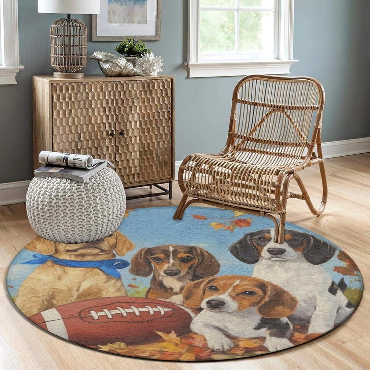 Room Sofa Yoga Soft Round Carpet, Home Decor Non Slip Kitchen Office Circle Rug, Machine Washable Modern Round Area Rug Beach Turtles, 60inch