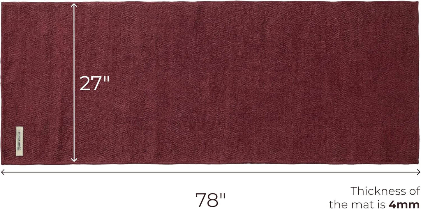 Live Well 360 Handmade Organic Cotton Yoga Mat - Non-Toxic, Chemical-free and All Natural Cloth Yoga Mat - Exercise, Workout, & Fitness Rug - Woven Material - Absorbent & Washable - 78" x 27"