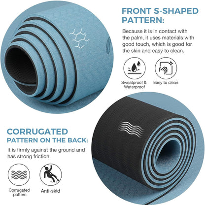 Gruper Yoga Mat Non Slip TPE Extra Wide Yoga Mat with Alignment Mark, 72"L x 32"W x 0.32"/0.24"Th (183cm x 80cm x 8mm/6mm), Anti-Tear Exercise Mat with Carrying Strap and Bag, Workout Mats for Yoga, Pilates