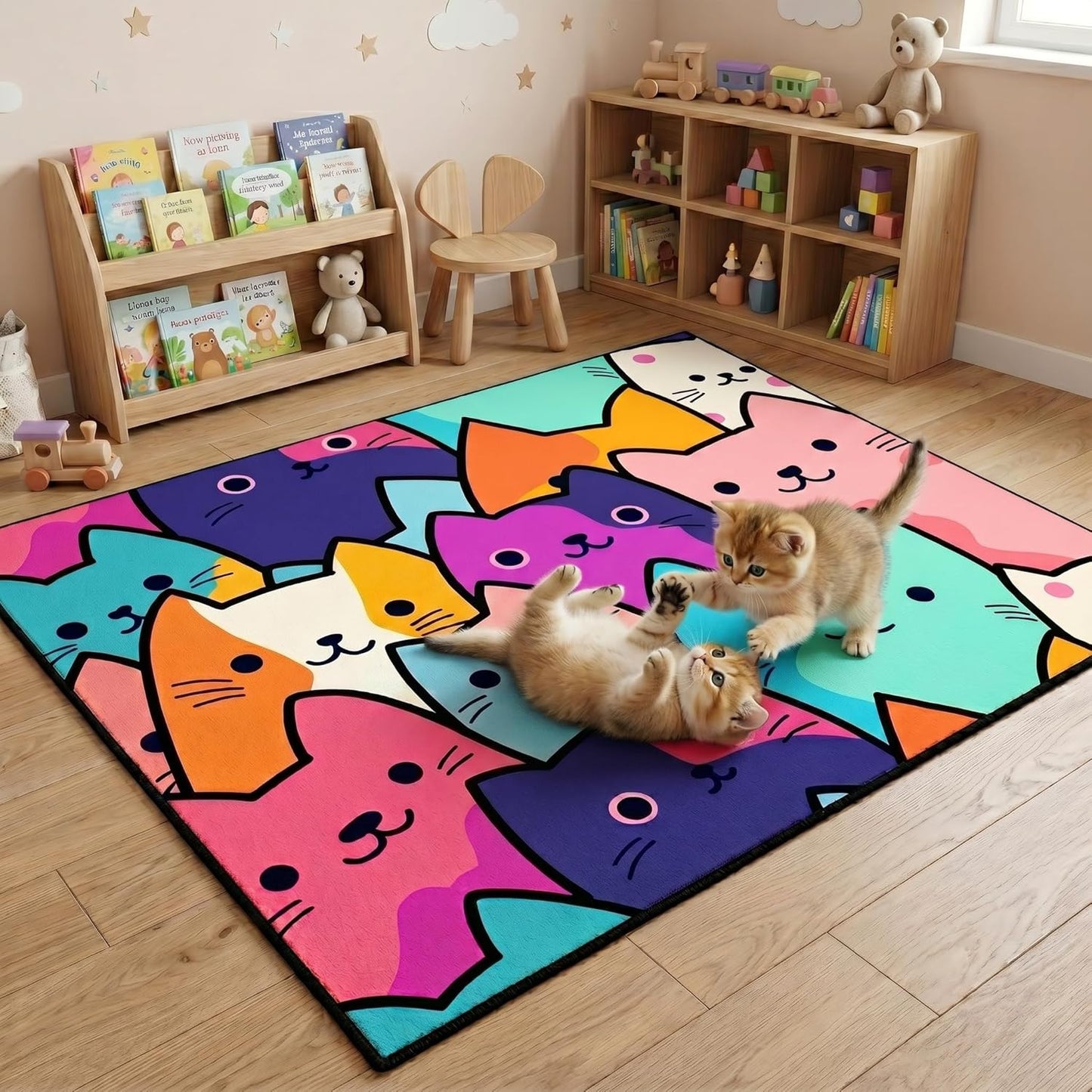 Black Girl Area Rug for Bedroom African American Rugs for Room Princess Carpet Kids Rugs for Bedroom African Girls Carpet for Living Room Teen Girls Yoga Mats, Pink, 4'×5'