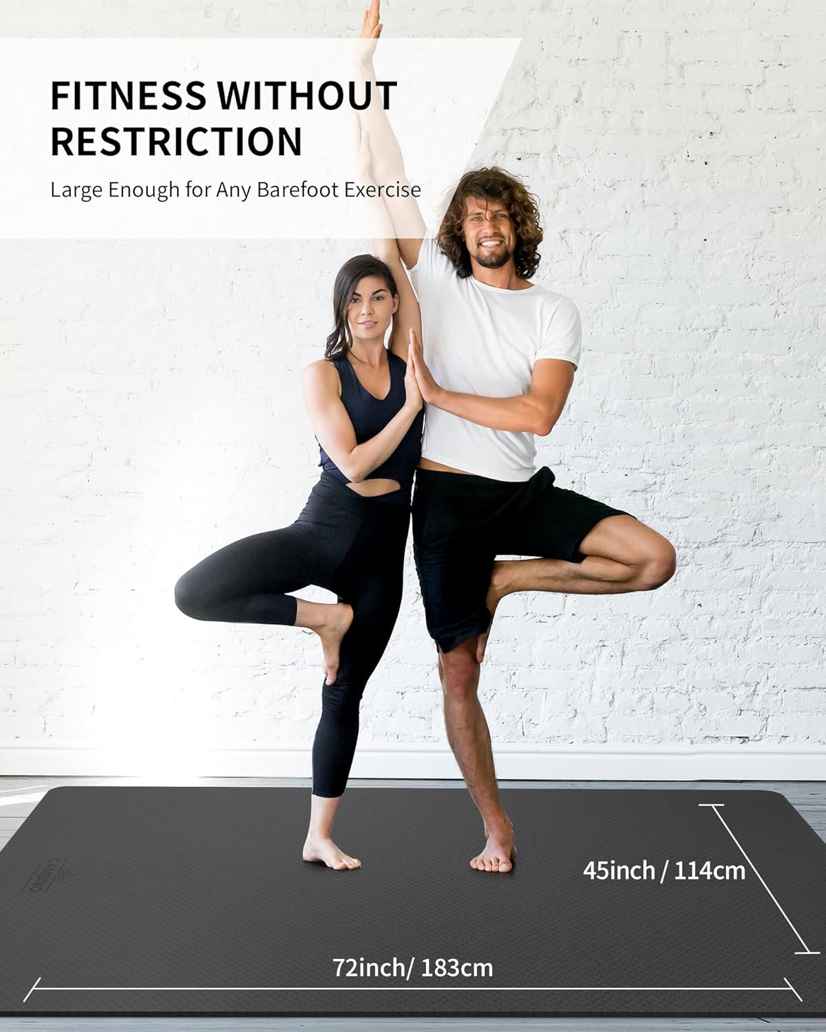 CAMBIVO Yoga Mat 72" x 48" Large Workout Mat for Home Gym Flooring | 6mm-12mm (0.24"-0.48") Extra Thick Exercise Mat for Apartment Fitness | High-Density TPE Cushioning for Joint Protection