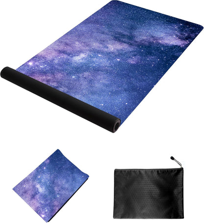 nuveti Printed Travel Yoga Mat-1/16 Inch Thick Non Slip Fitness Workout Mat with Carrying Bag, Foldable Lightweight Suede & Natural Rubber Yoga Mat for Yoga Pilates and Fitness 72" L x 24" W x 1.5mm