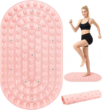 Acupressure Foot Massage Mat - Portable Foldable Foot Massager Mat for Bathroom, Yoga, Outdoor Games, Office Standing Desk Pad, Relieve Foot Pain, Anti-Slip, 30 x 18 inch (Grey)