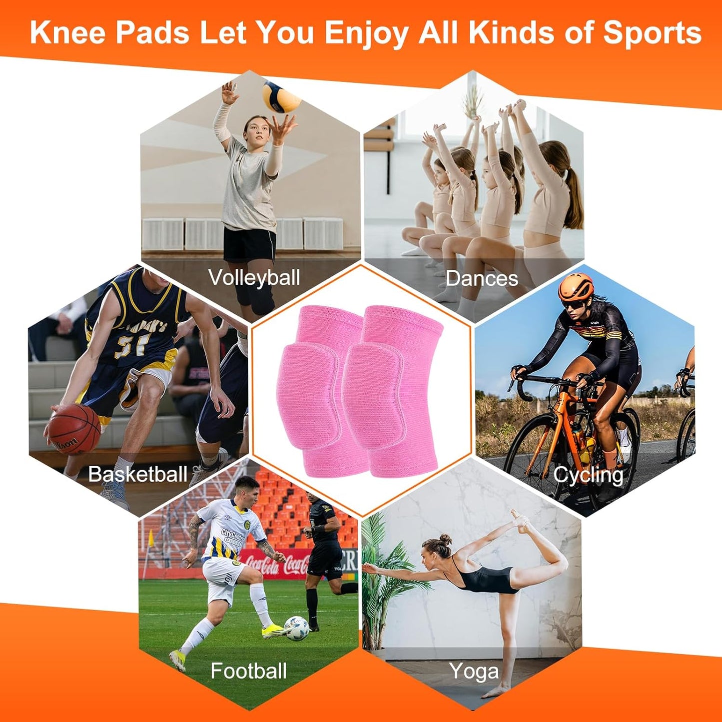 HISFFOG Volleyball Knee Pads for Women, Men, Youth, Girls, Kids, Knee brace for Volleyball Basketball Football Dance Yoga Tennis Running Cycling Workout Climbing Wrestling
