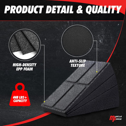 Squat Wedge Block – Heel Elevated Squat Platform for Deep Squats, ATG Training, Ankle Mobility, 4-Angle Adjustable Slant Board for Calf Stretching, Knee Pain Relief, 440 lbs