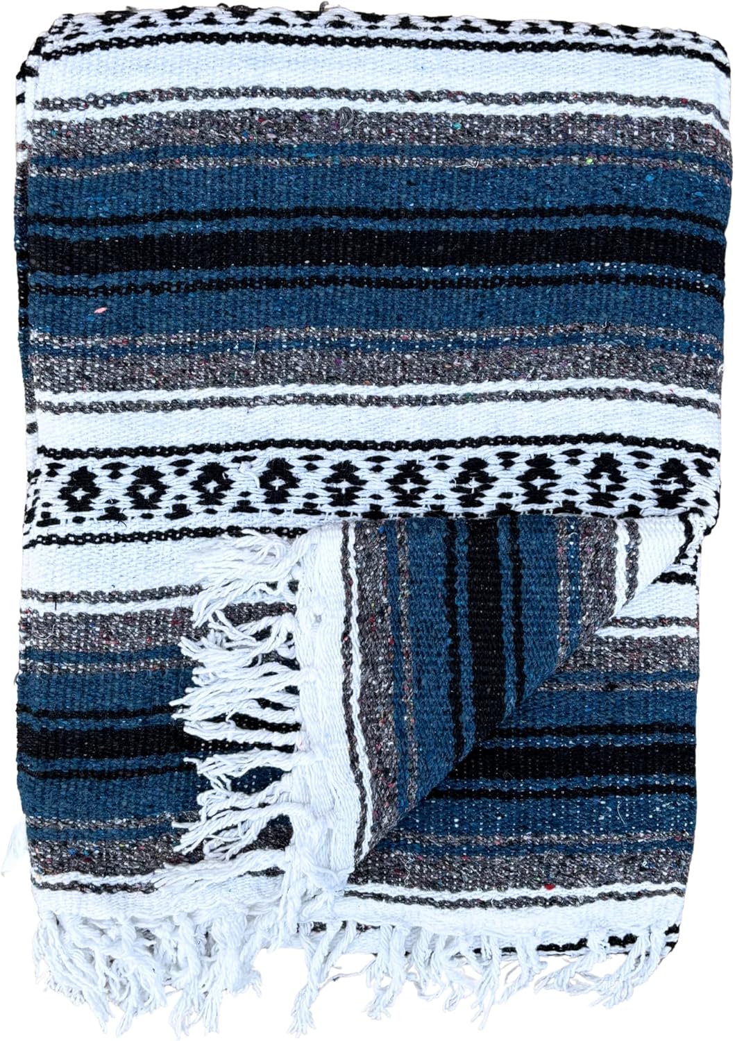 Del Mex Classic Mexican Blanket, Large Authentic Woven Falsa Throw (70"x50"), Artisan Southwest Décor for Beach, Yoga, Outdoors (Lavender)