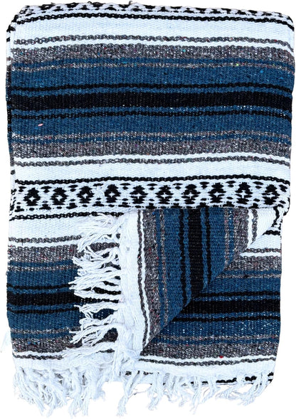 Del Mex Classic Mexican Blanket, Large Authentic Woven Falsa Throw (70"x50"), Artisan Southwest Décor for Beach, Yoga, Outdoors (Lavender)