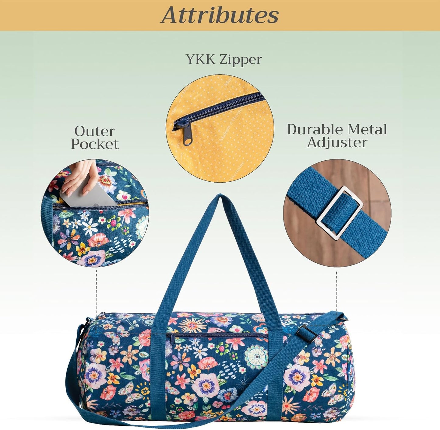 Maison d' Hermine Yoga Mat bag, Cylindrical bag for Woman&Men, yoga mat Bag &Adjustable shoulder straps Yoga Mat Carrier Bag with Drawstring Water Bottle Pocket and zipper pocket Easter Gifts