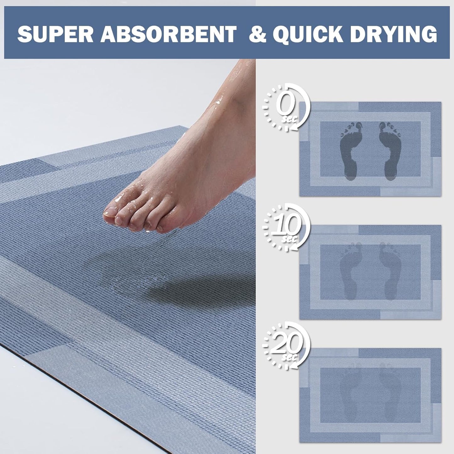 YDKGL Non Slip Long Bath Mat Bathroom Runner, Rubber Backing Ultra Thin Bathroom Rugs Fit Under Door Quick Dry Super Absorbent Washable Bath Rug Shower Mat for Bathtub Sink Floor, Dark Gray 17"x47"