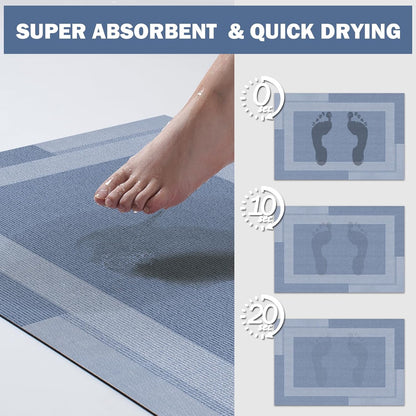 YDKGL Non Slip Long Bath Mat Bathroom Runner, Rubber Backing Ultra Thin Bathroom Rugs Fit Under Door Quick Dry Super Absorbent Washable Bath Rug Shower Mat for Bathtub Sink Floor, Dark Gray 17"x47"
