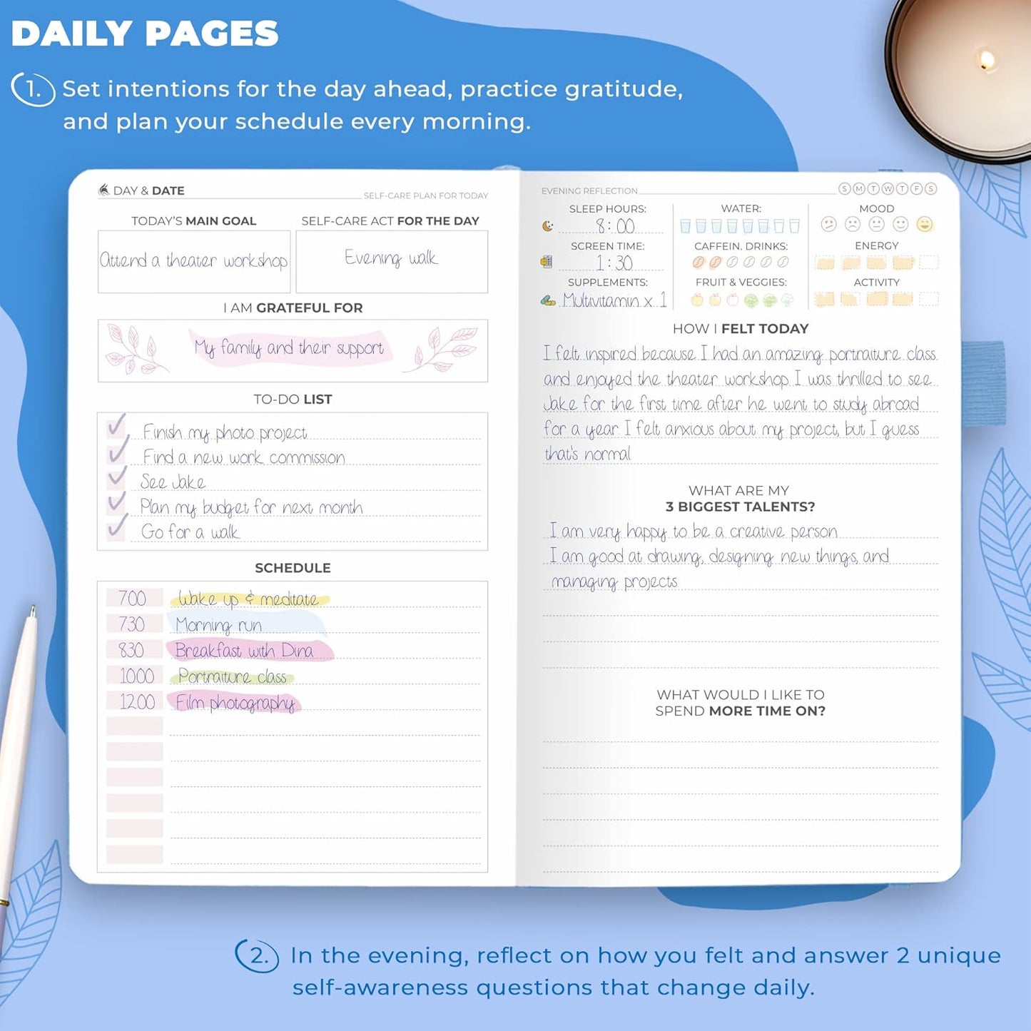 Clever Fox Self-Care Journal – Daily Reflection Notebook – Mental Health & Personal Development Planner, Meditation & Mood Log, A5 (Turquoise)