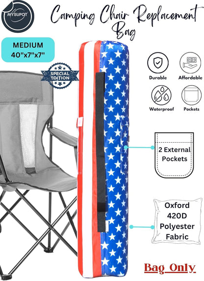Replacement Bag for Folding Camping Chair, Portable Camp Chair, Hammock, Yoga Mat, Umbrella, Tents, Tripods, Fishing Poles - 420D Oxford Polyester Fabric