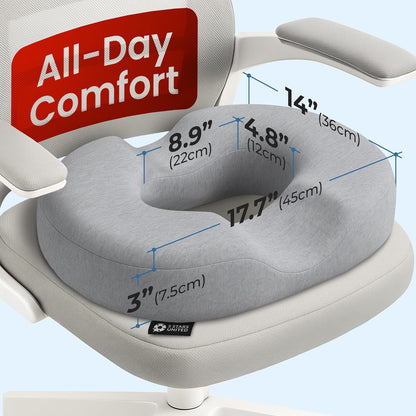 5 STARS UNITED Donut Pillow Hemorrhoid Tailbone Cushion – Large Floor Cushion for Pain Relief – Coccyx, Prostate, Sciatica, Pelvic Floor, Pressure Sores, Pregnancy, Postpartum Recovery, Black