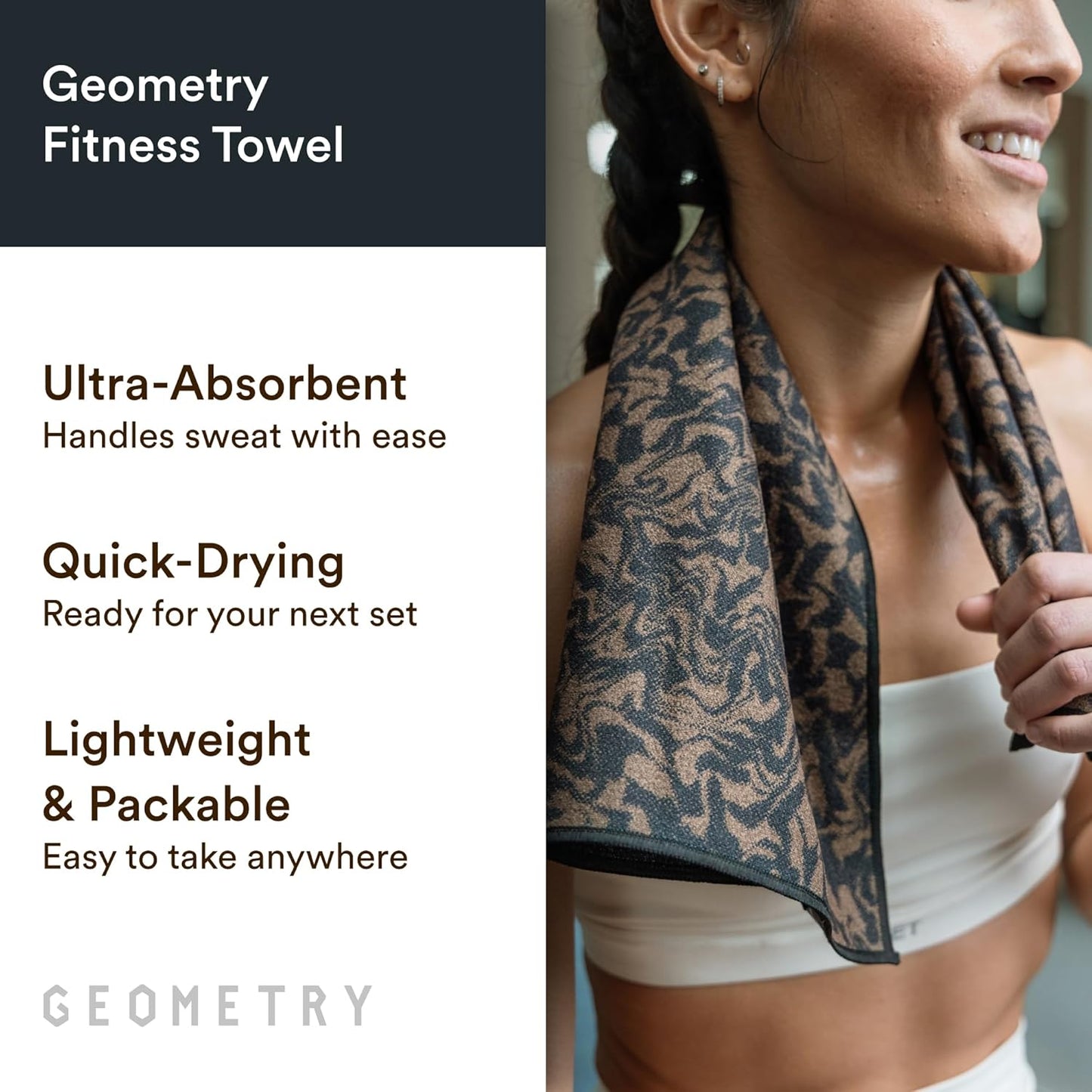 GEOMETRY Gym Towel for Working Out - Compact & Quick Dry, Super Absorbent Microfiber Sweat Towel - Premium Microfiber for Gym - Zig, 16" x 30", 1 Piece