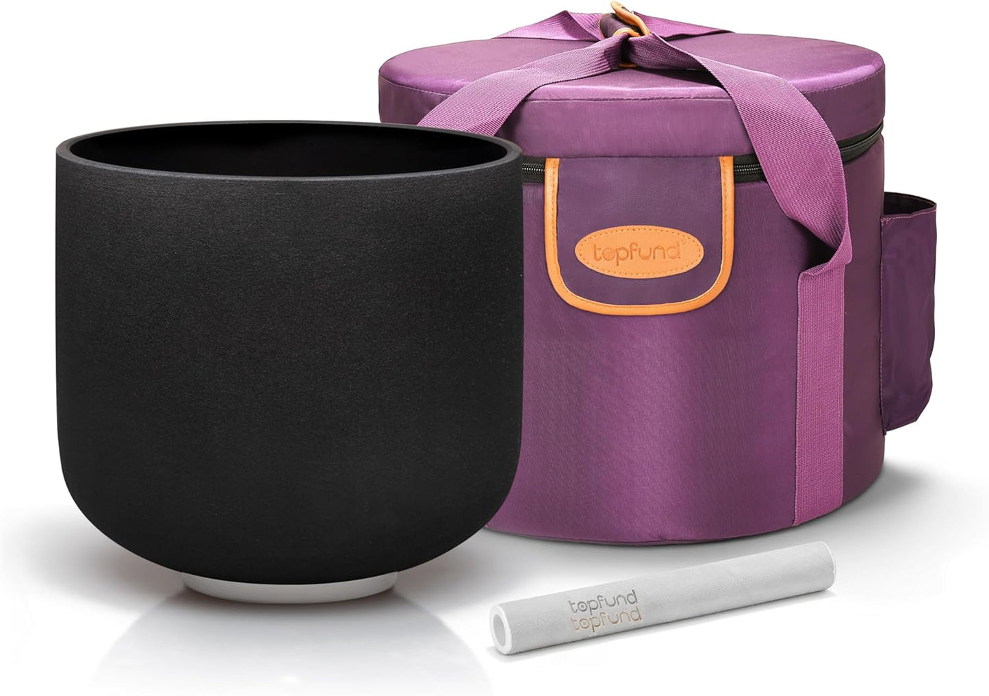 TOPFUND F Note Crystal Singing Bowl 10 inch Heart Chakra with Heavy Duty Carrying Case and Suede Mallet
