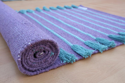Jaipur Art & Rugs Cotton Yoga Rug - Eco-Friendly Hand-Woven Thick Mat (24”x72”x5mm) for Everyday Fitness at Home - Comfortable & Extra-Long - Colors A