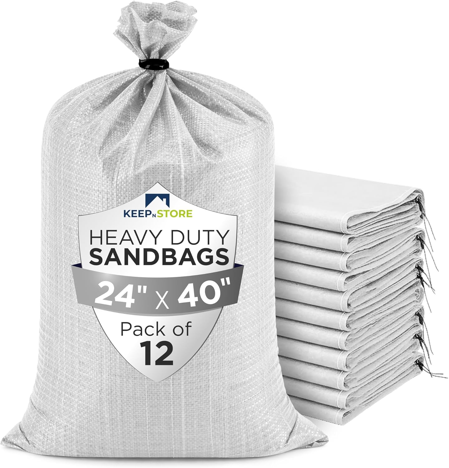 Heavy Duty Sand Bags Pack of 3, White Empty Sandbags with Built-In Ties, Woven Polypropylene UV Protection 1600 Hours, Fillable Sand Bags for Flood Control, Weight, 10x14 inches, 15 Pounds Volume