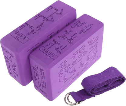 Yoga Block Set 9x6x3 Inch EVA for Stretching Stability