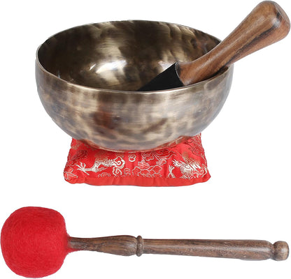 ESK 7 inch Tibetan Singing Bowl set ,Meditation, zen decor, Spiritual and Body Healing and Energy Cleansing ,Handmade, Comes w/ silk cushions, sticks and Flag