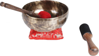 ESK 7 inch Tibetan Singing Bowl set ,Meditation, zen decor, Spiritual and Body Healing and Energy Cleansing ,Handmade, Comes w/ silk cushions, sticks and Flag