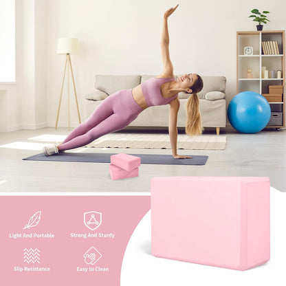 Yoga Blocks, Non Slip Yoga Bricks, Portable & Lightweight